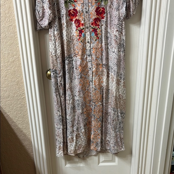 Savanna Jane Red and Blue Bishop Sleeve Shirt Dress - Picture 2 of 6